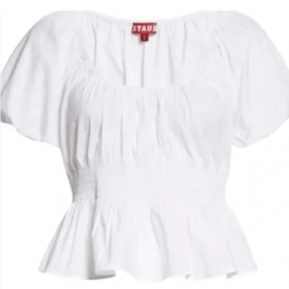 STAUD LUCIA Smocked Top EUC Size L - Picture 4 of 9